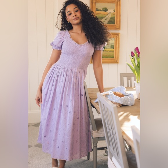 Ivy City Co Dresses & Skirts - Ivy City Co Lilac Emmi Eyelet Smocked Maxi Dress